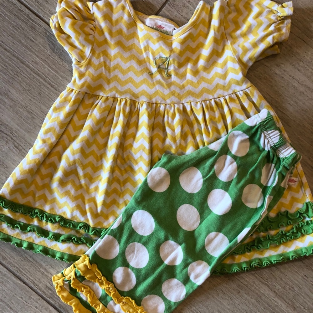 Lolly Wolly Doodle Outfit - “A” monogram